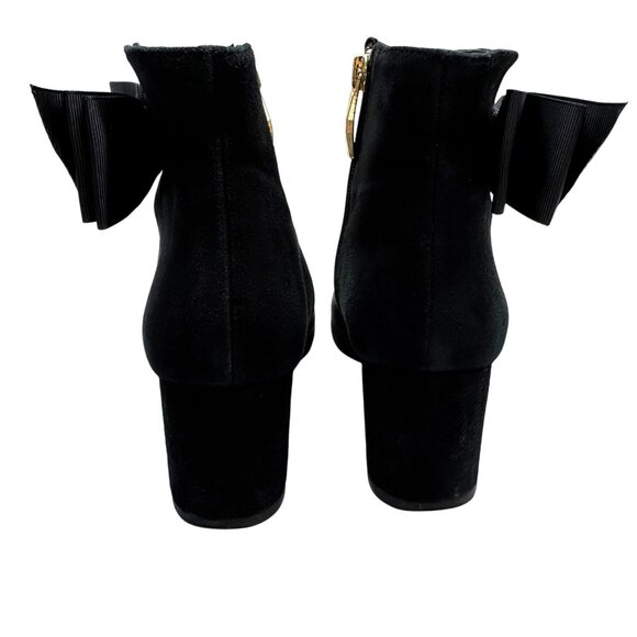 Kate Spade Langley Black Suede Leather Big Bow Round Toe Ankle Booties Women sz6 - Picture 5 of 13